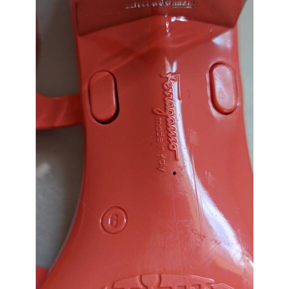 Salvatore Ferragamo Size 9 Perala Bow Strap Jelly Thong Sandals Coral - Picture 10 of 12